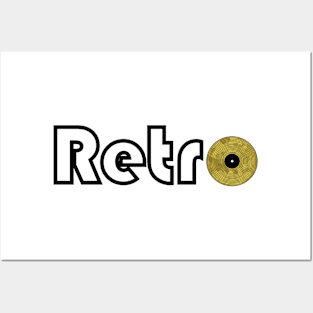 Black Retro Text Gold Vinyl Record Posters and Art